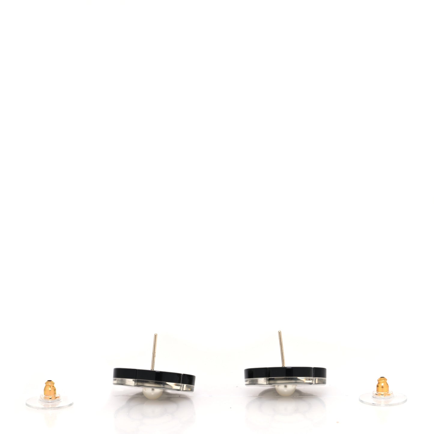 Resin Pearl Camelia Earrings Black White