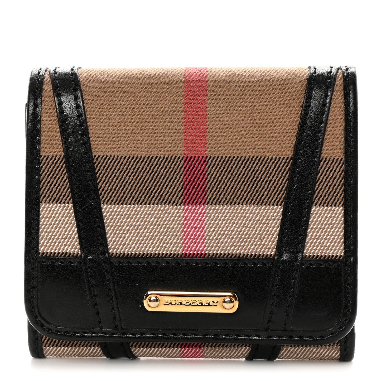 Bridle Calfskin House Check Medium Leighton Wallet Black