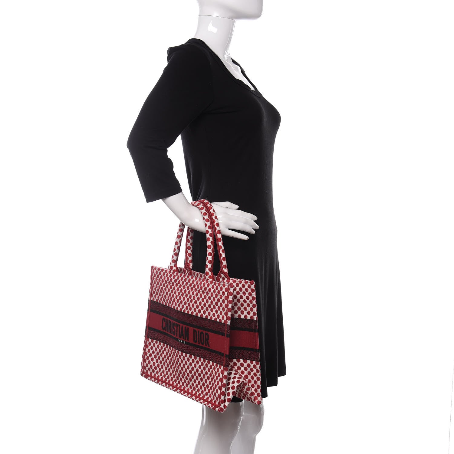 Christian Dior Canvas Medium DiorAmour Dots Book Tote Red 2 of 9