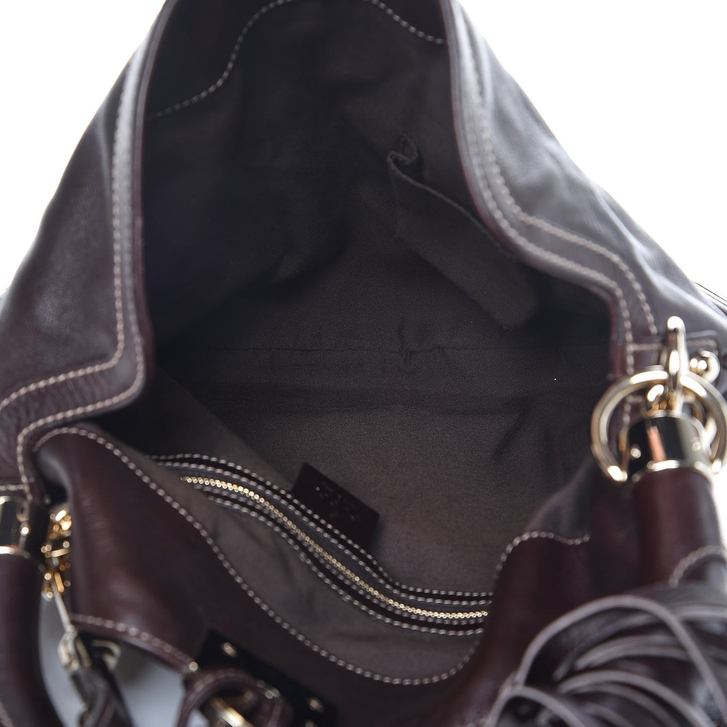 Calfskin Medium Indy Top Handle Hobo Dark Brown