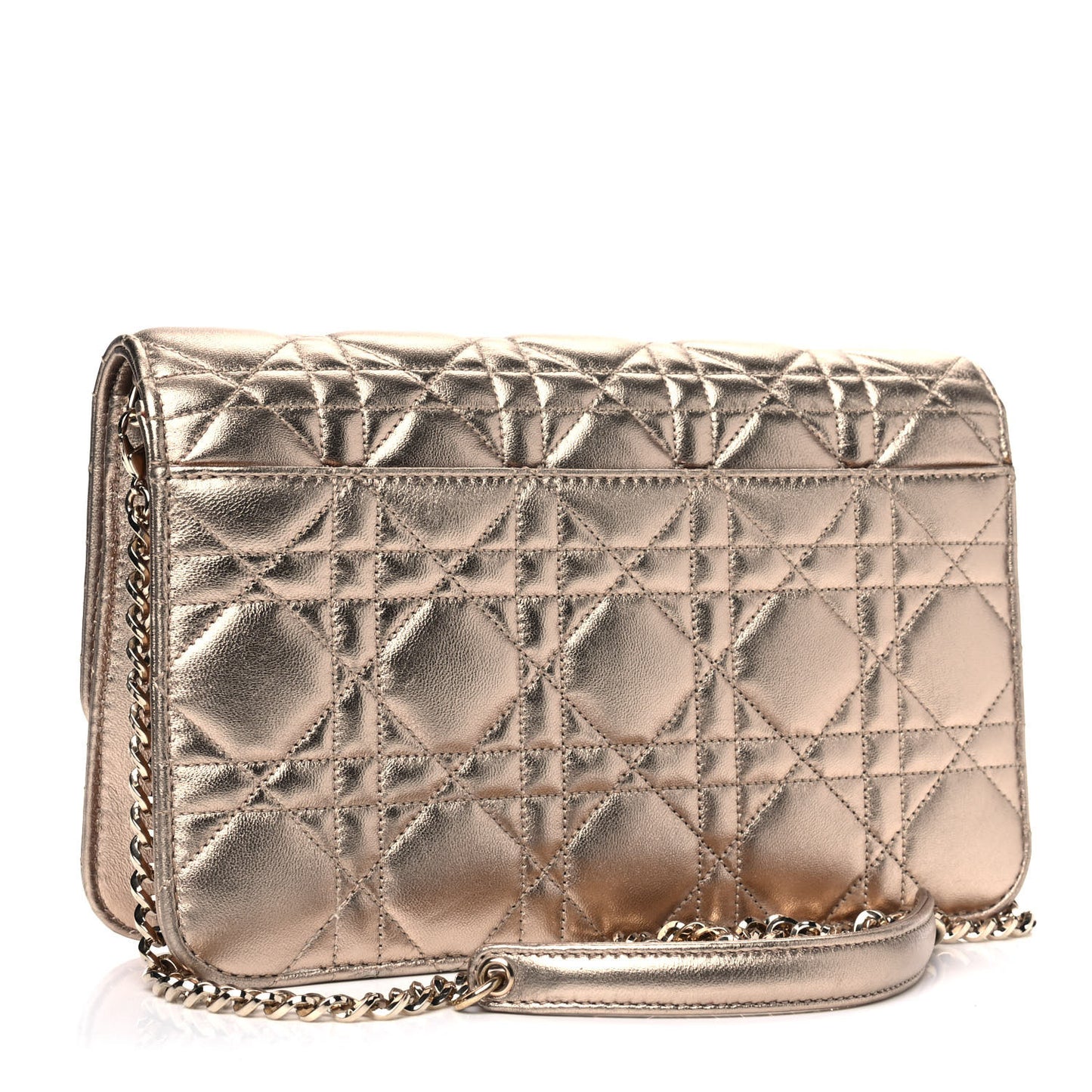 Metallic Lambskin Cannage Miss Dior Promenade Pouch Gold