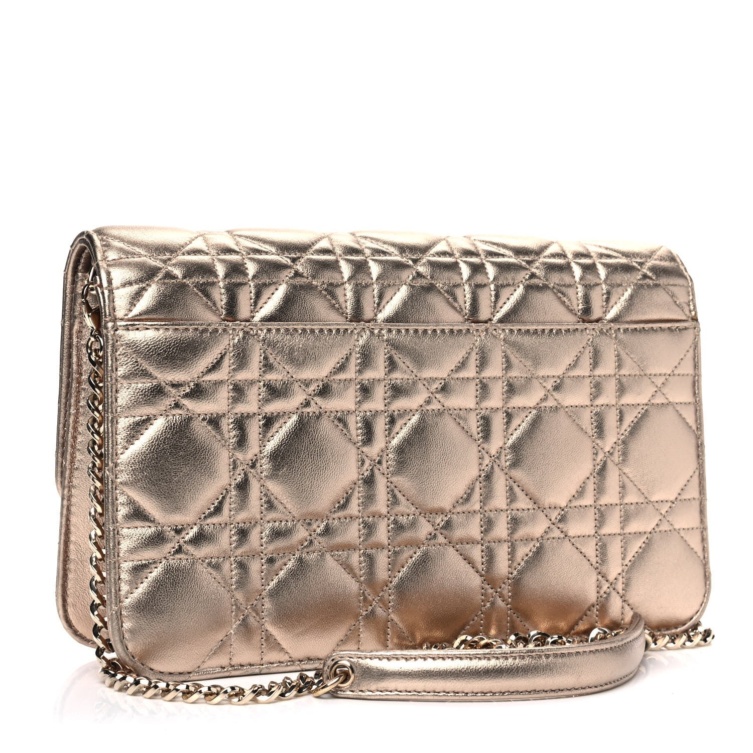 Christian Dior Metallic Lambskin Cannage Miss Dior Promenade Pouch Gold 2 of 5