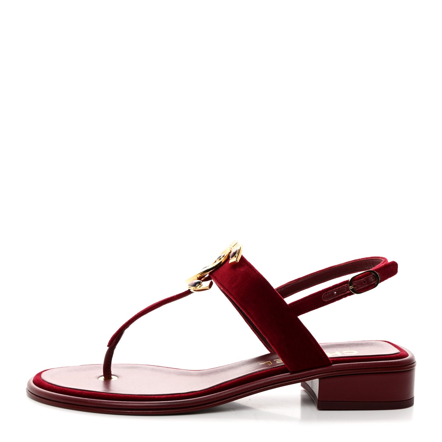 Velvet Metal Gripoix CC Thong Sandals 39 Burgundy
