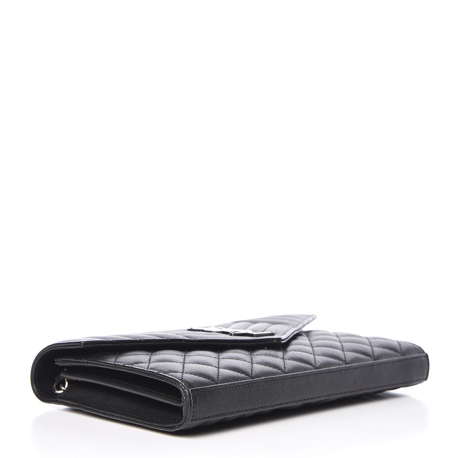 Saint Laurent Sheepskin Tri-Quilt Monogram Envelope Chain Wallet Black 4 of 11