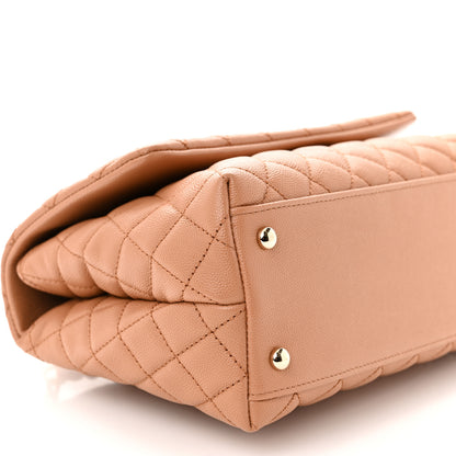 Chanel Caviar Quilted Lizard Embossed Small Coco Handle Flap Brown 9 of 10