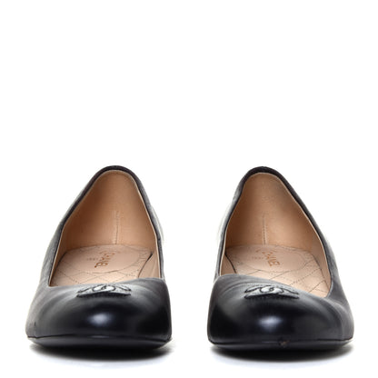 Chanel Lambskin CC Cap Toe Pumps 38 Dark Brown Black 7 of 14