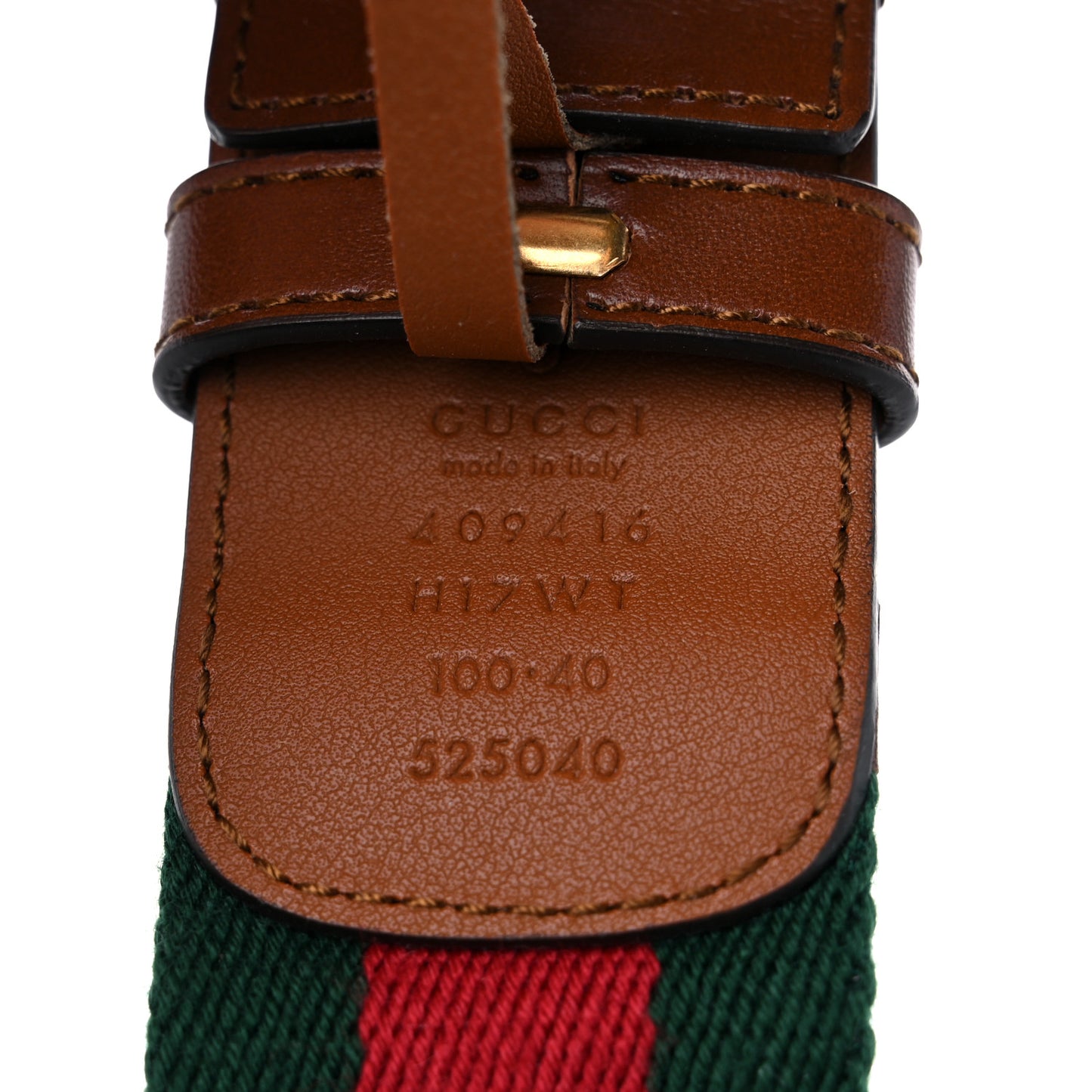 Nylon Calfskin Double G Web 40mm Belt 100 40 Green Red Cuir