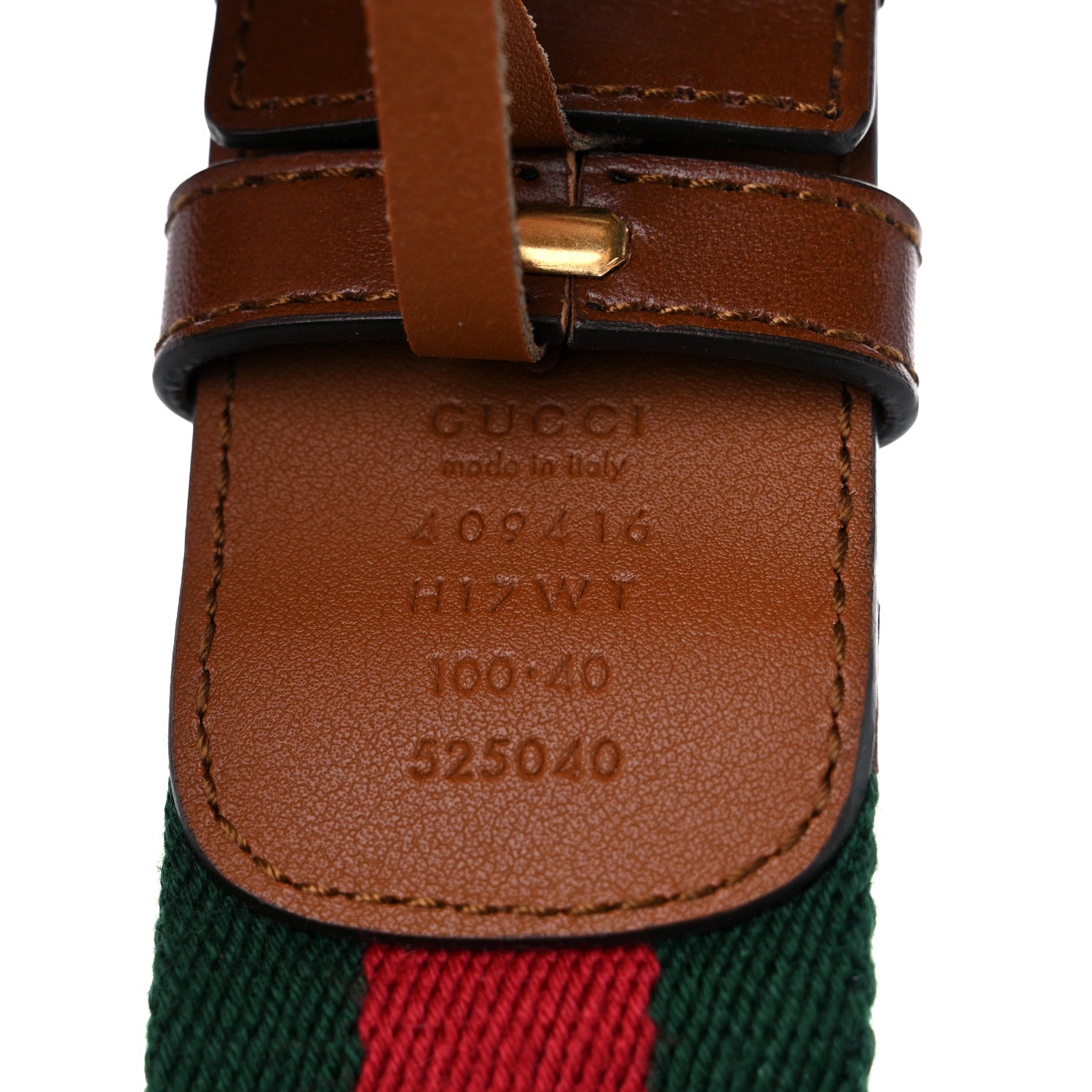 Gucci Nylon Calfskin Double G Web 40mm Belt 100 40 Green Red Cuir 3 of 6