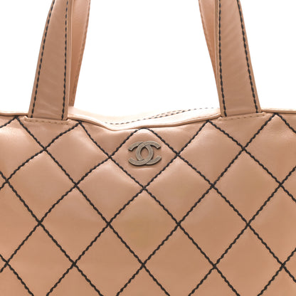Chanel Calfskin Contrast Stitch Surpique Bowler Beige 4 of 13