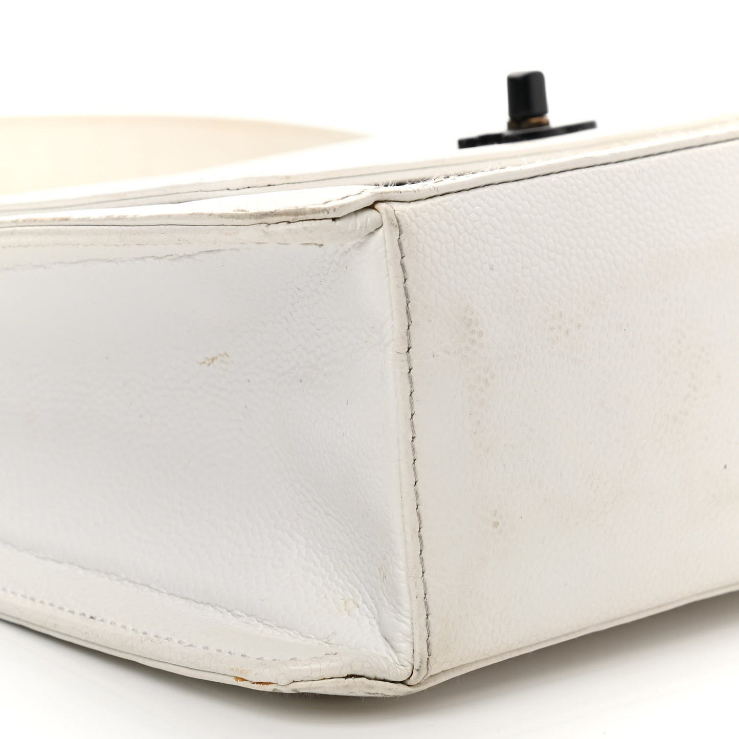 Caviar Quilted Flap Shoulder Bag White