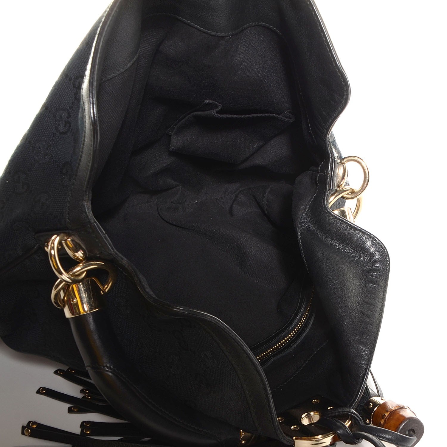 Gucci Monogram Medium Indy Top Handle Hobo Black 5 of 9