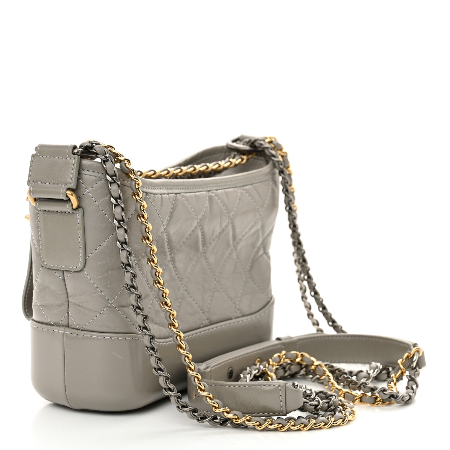 Chanel Aged Calfskin Quilted Small Gabrielle Hobo Grey 3 of 14