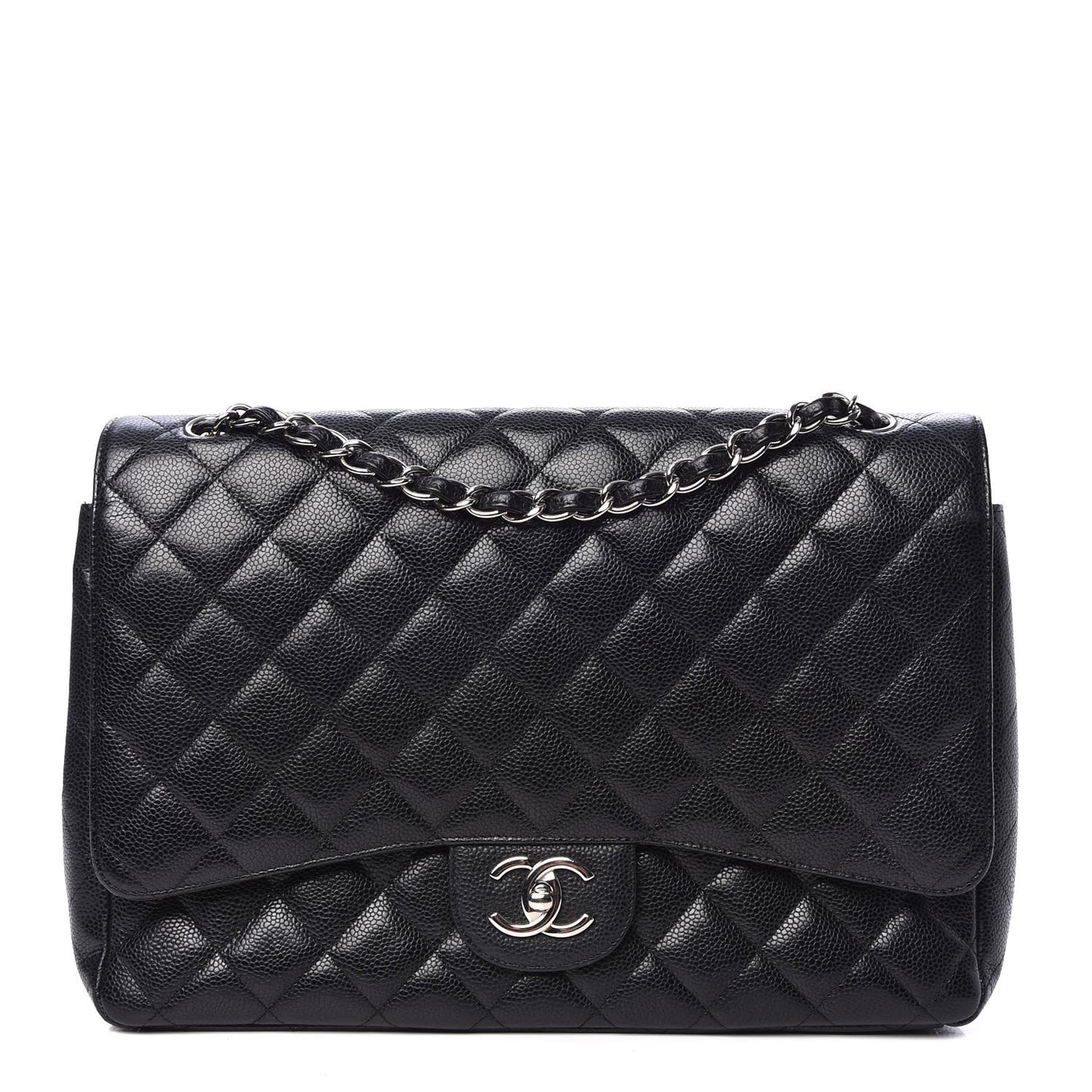 Caviar Quilted Maxi Double Flap Black