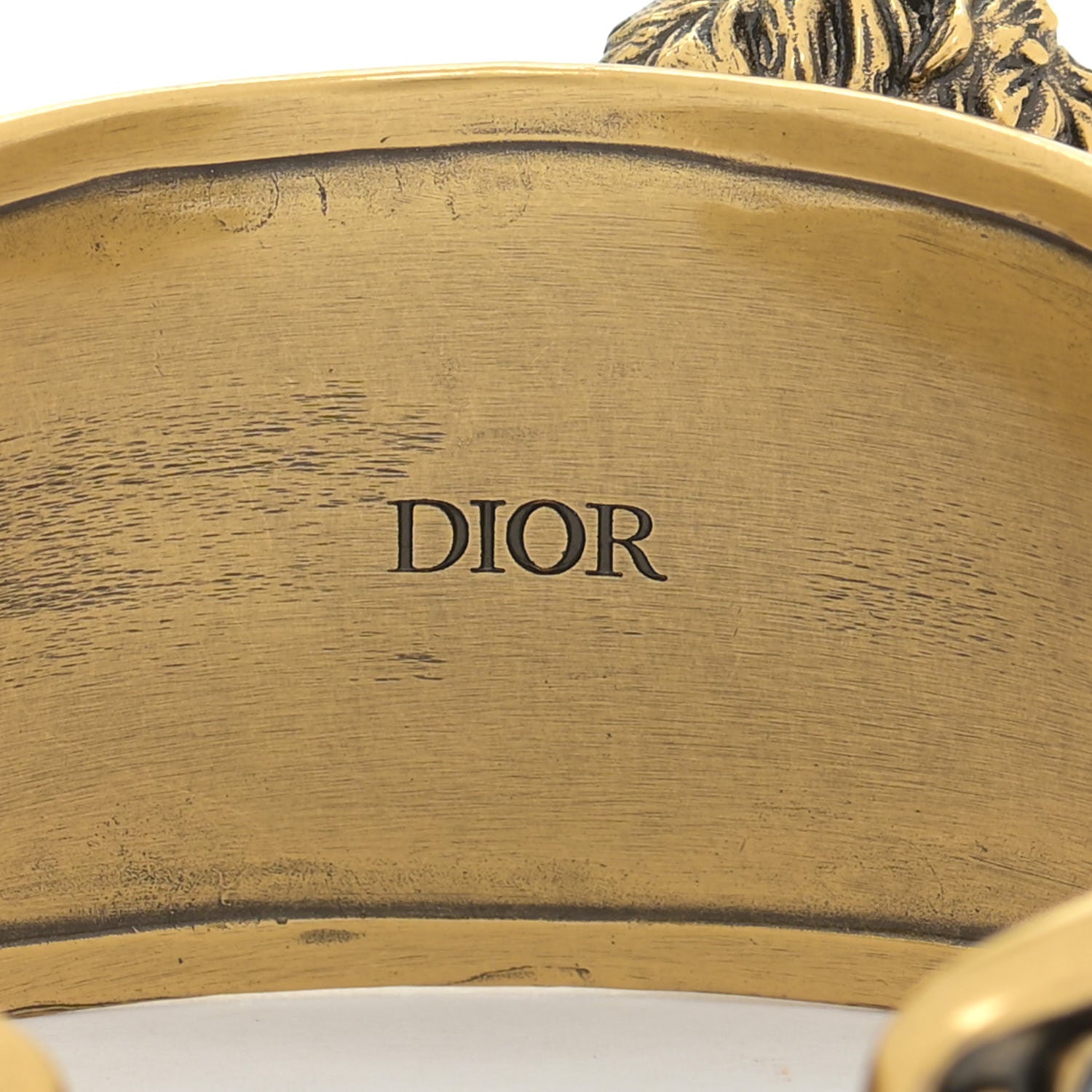 Christian Dior Metal Pearl Crystal Dior D-Wild Lion Cuff Antique Gold 5 of 5