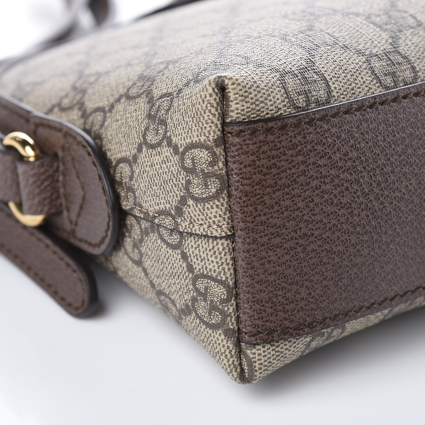 GG Supreme Monogram Textured Dollar Calfskin Web Small Ophidia Dome Shoulder Bag Beige Ebony New Acero