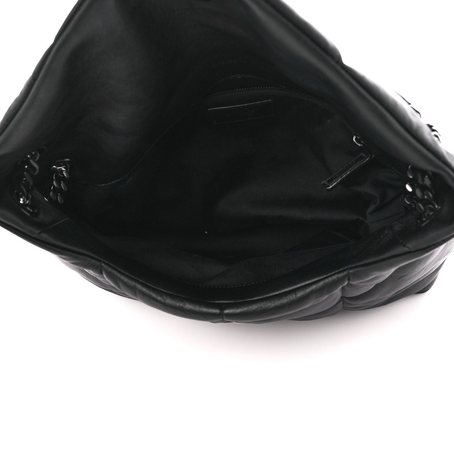 Lambskin Quilted Monogram Monochrome Medium Loulou Puffer Chain Satchel Black
