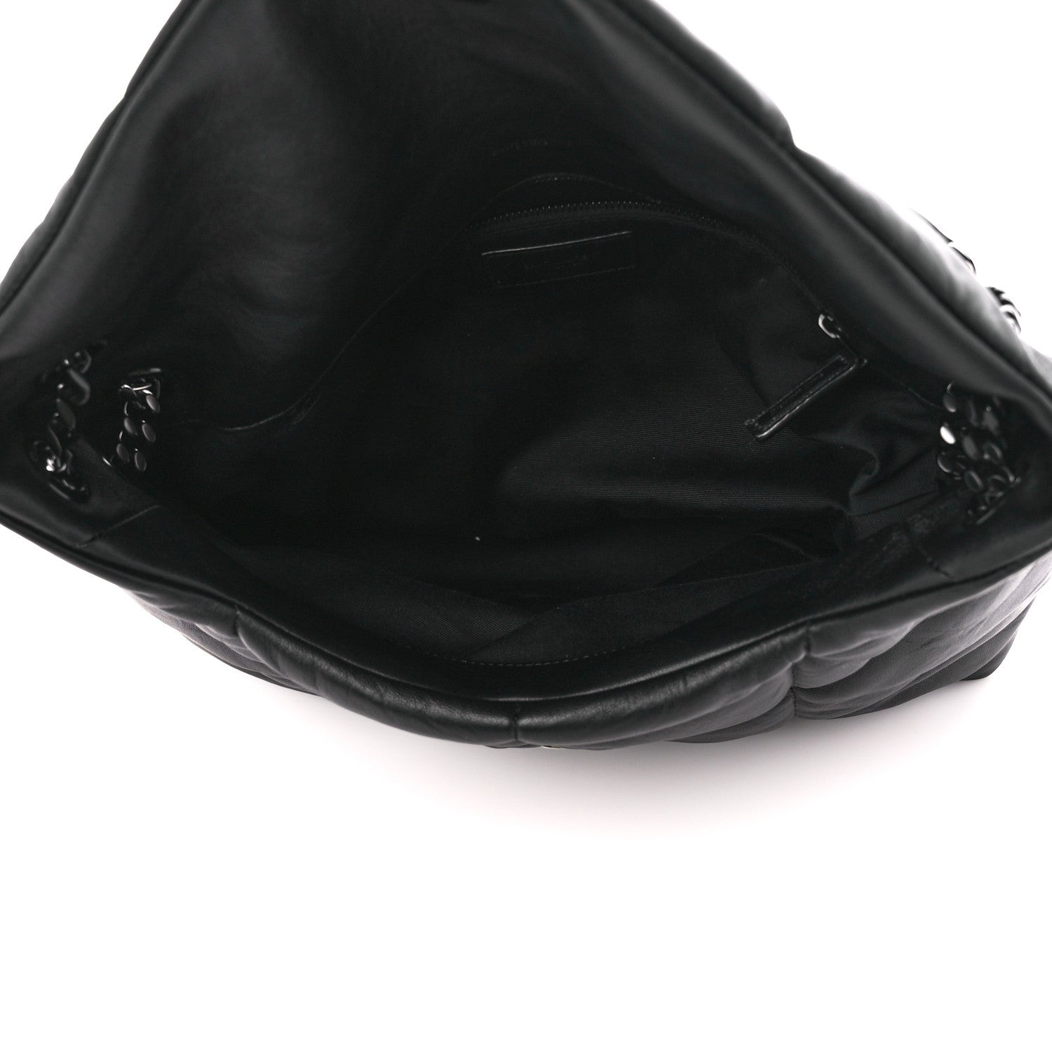 Saint Laurent Lambskin Quilted Monogram Monochrome Medium Loulou Puffer Chain Satchel Black 5 of 12