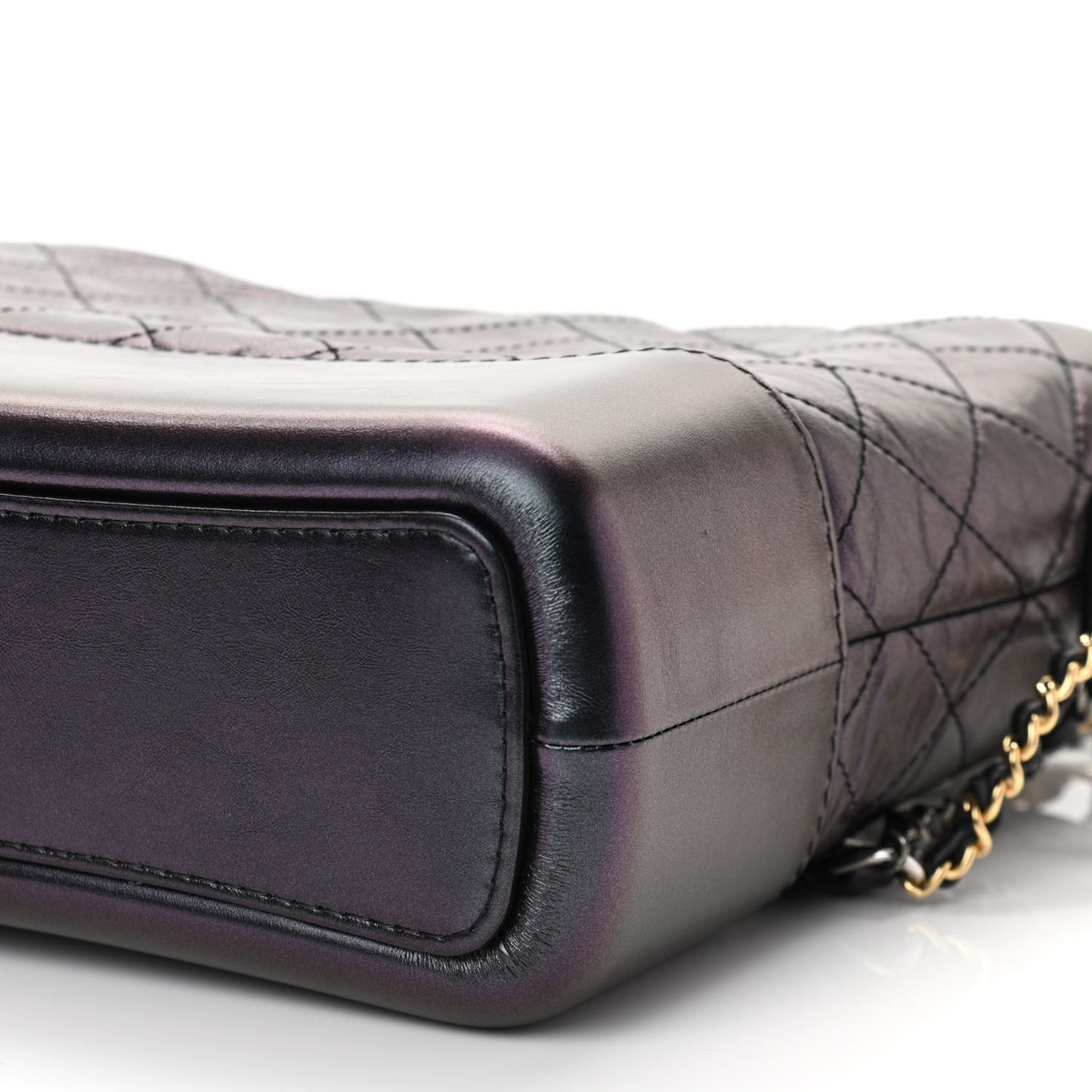 Iridescent Aged Calfskin Quilted Medium Gabrielle Hobo Black
