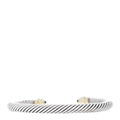 David Yurman Sterling Silver 14K Yellow Gold Black Onyx 5mm Cable Classics Petite Color Bracelet 2 of 3