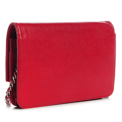 Chanel Caviar Sevruga Wallet on Chain WOC Red 3 of 8