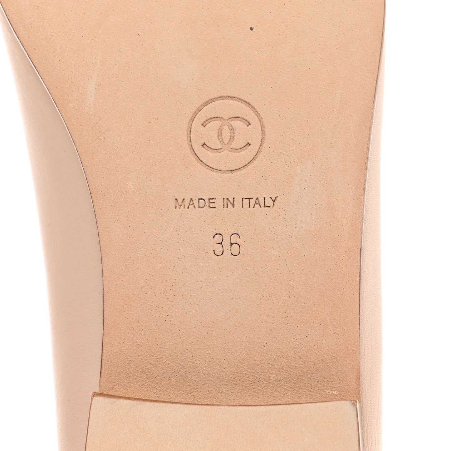 Lambskin Cap Toe CC Ballerina Flats 36 Beige