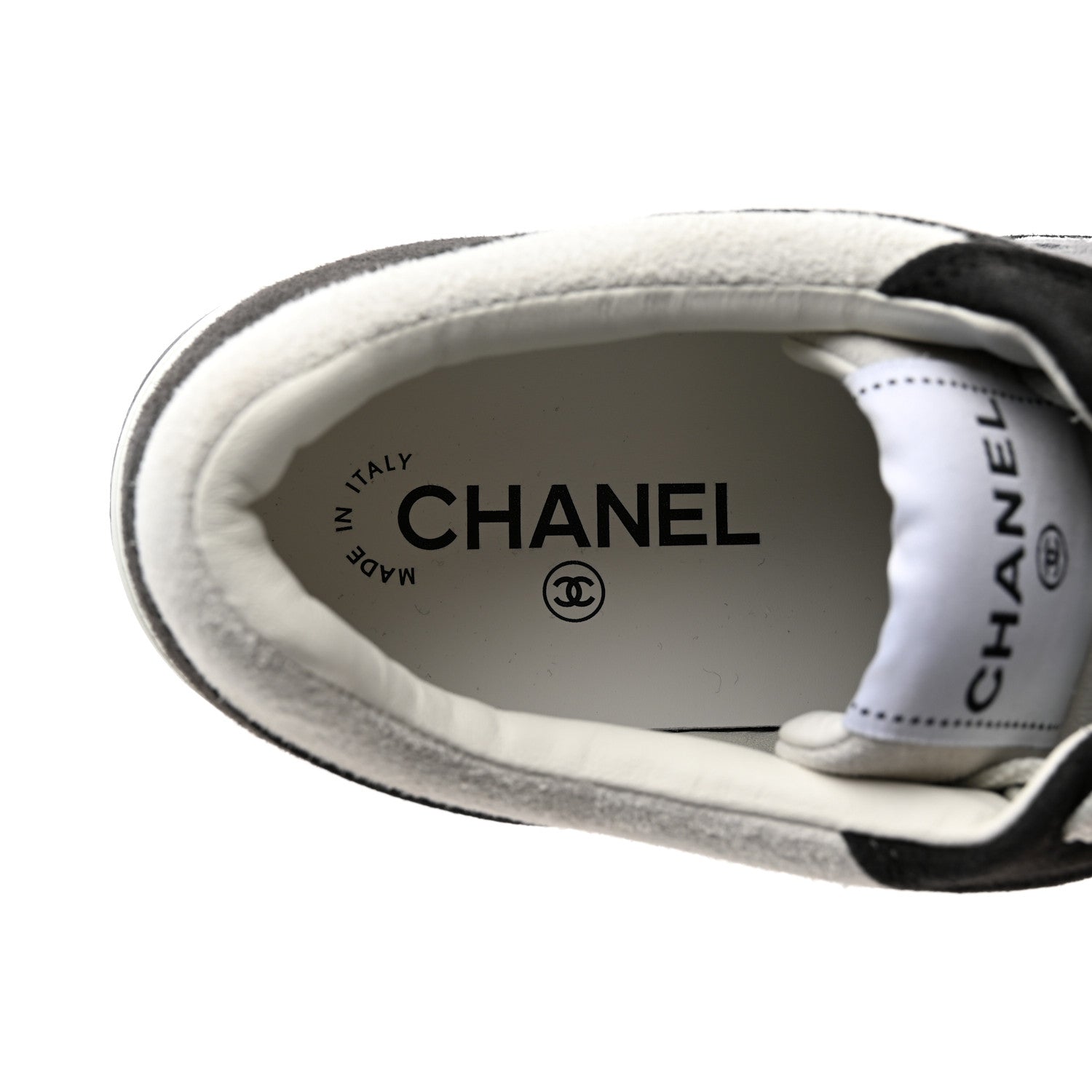 Chanel Suede Kidskin Womens CC Sneakers 39 Black White 6 of 11