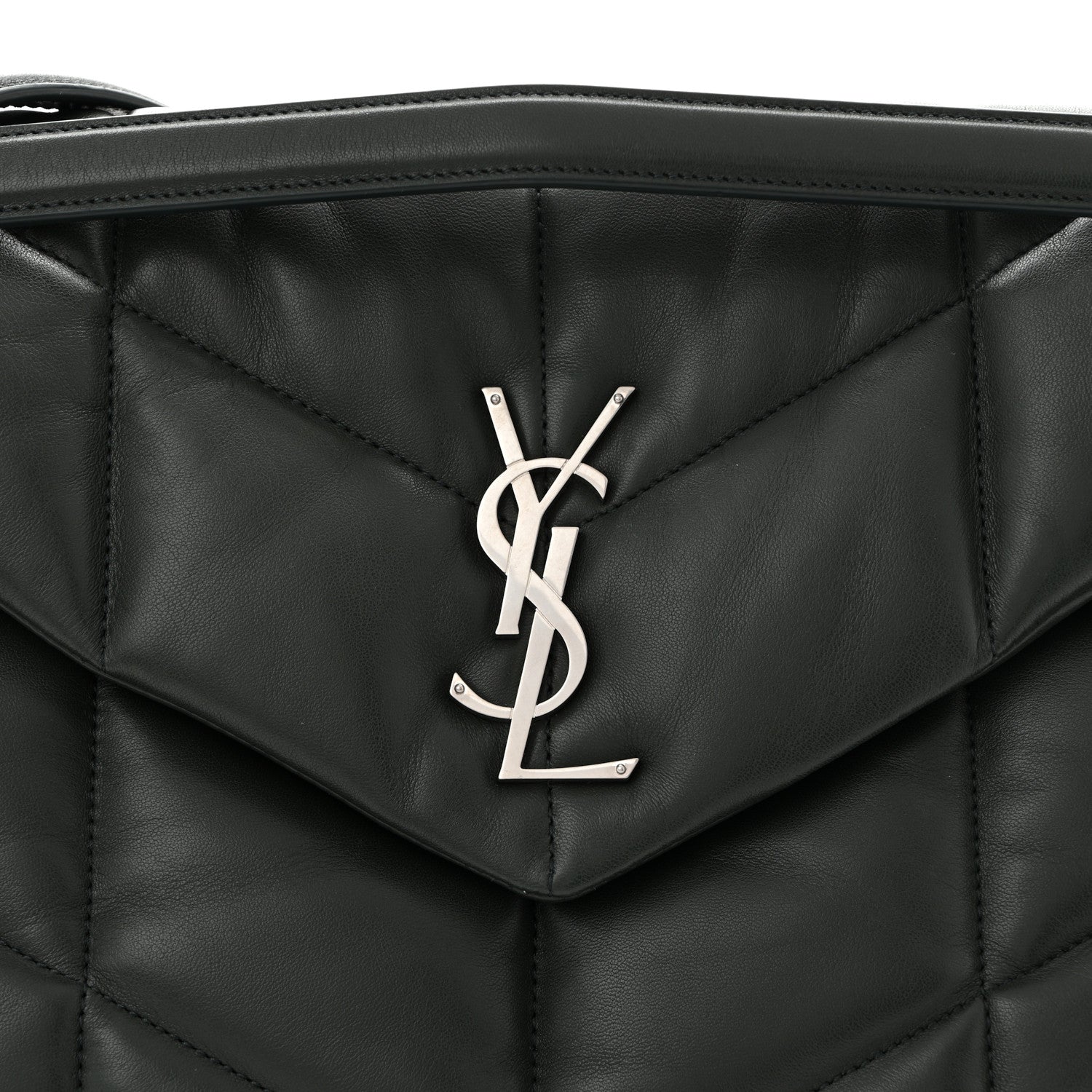 Saint Laurent Lambskin Quilted Medium Loulou Puffer Monogram Chain Satchel Seaweed 8 of 10