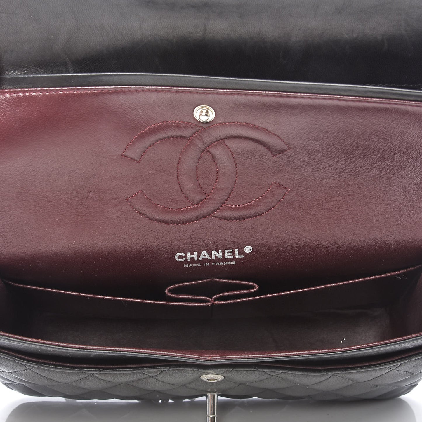 Lambskin Quilted Medium Double Flap Black
