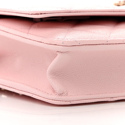 Chanel Caviar Quilted Crystal CC Wallet On Chain WOC Light Pink 10 of 11