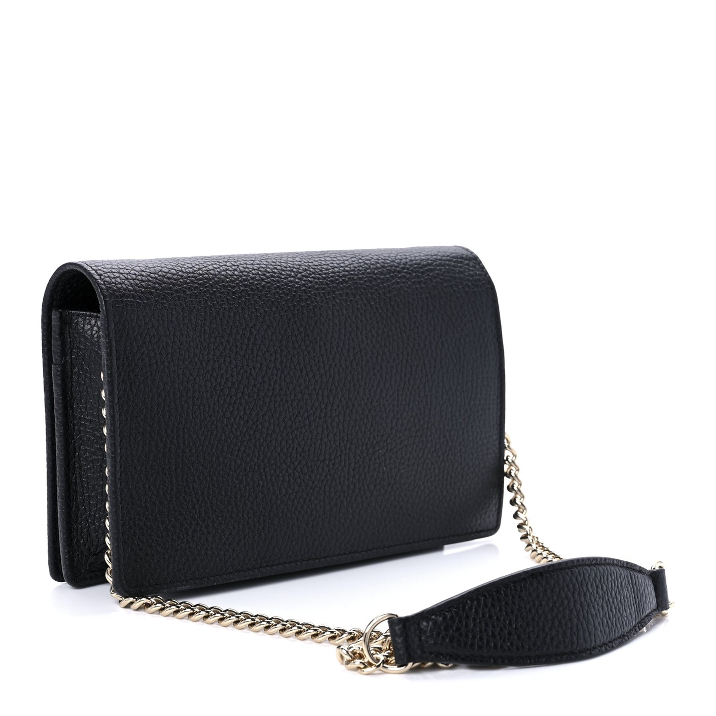 Pebbled Calfskin Soho Wallet on Chain Black