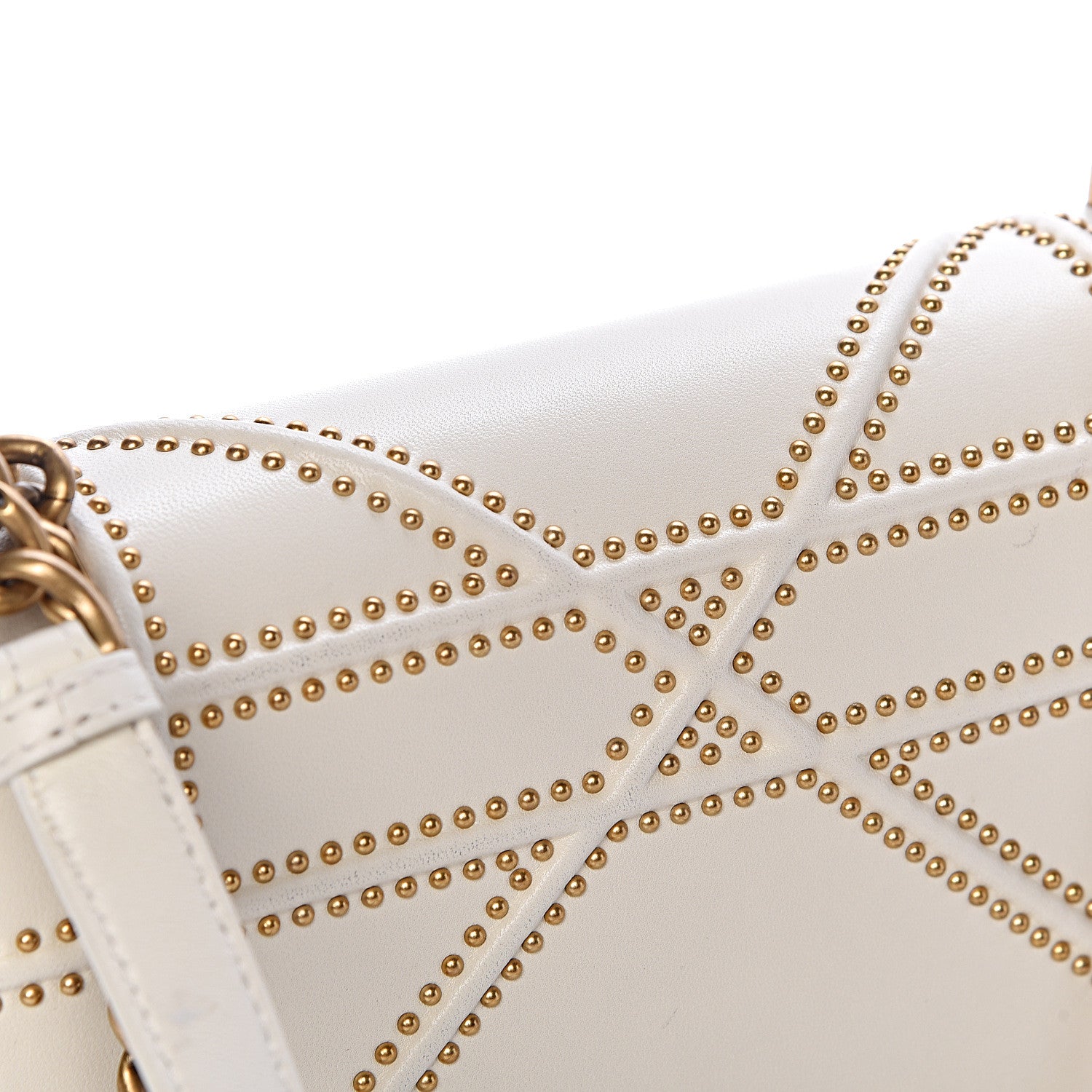 Christian Dior Lambskin Studded Small Diorama Flap Bag Off White 11 of 12