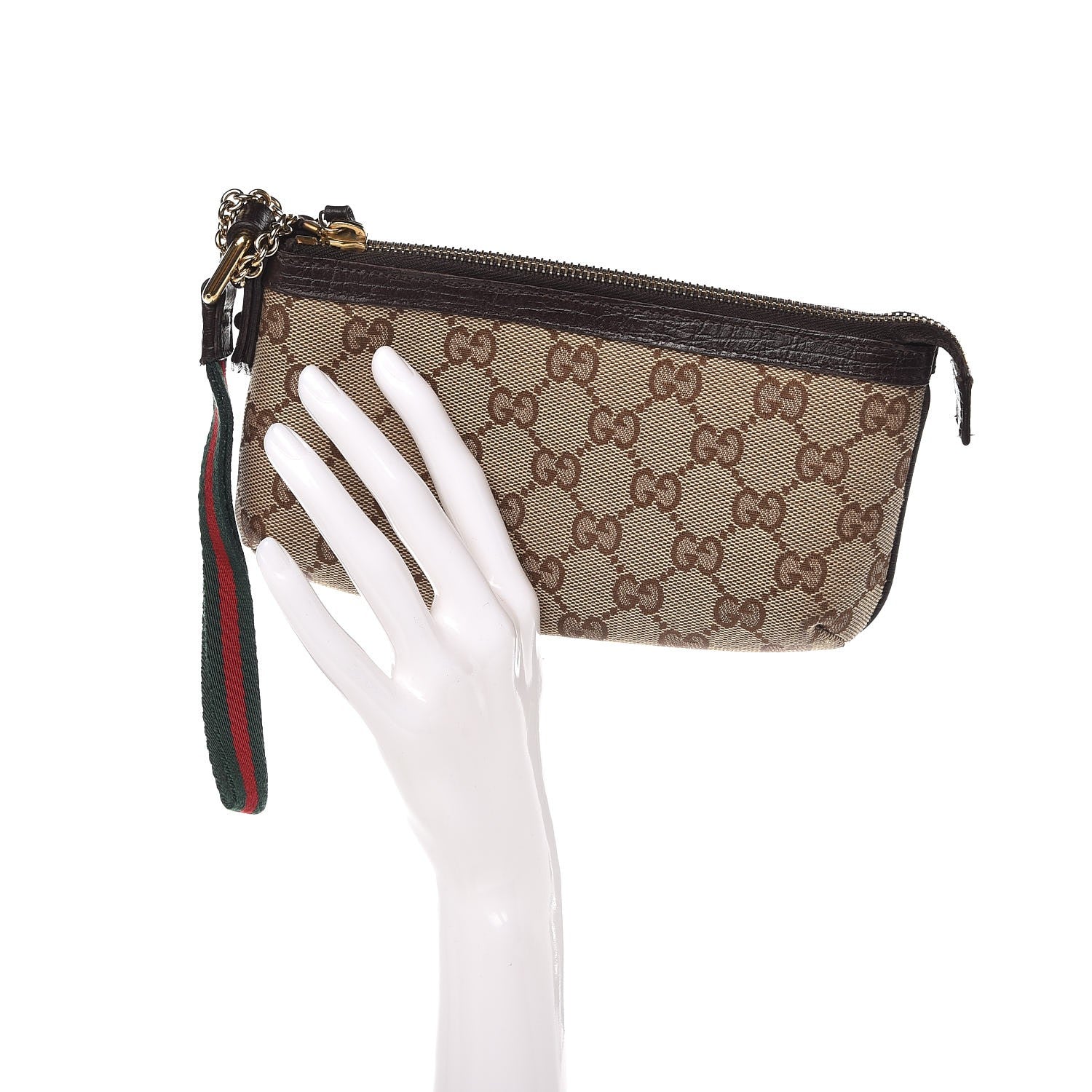 Gucci Monogram Jolicoeur Wristlet Dark Brown 2 of 9