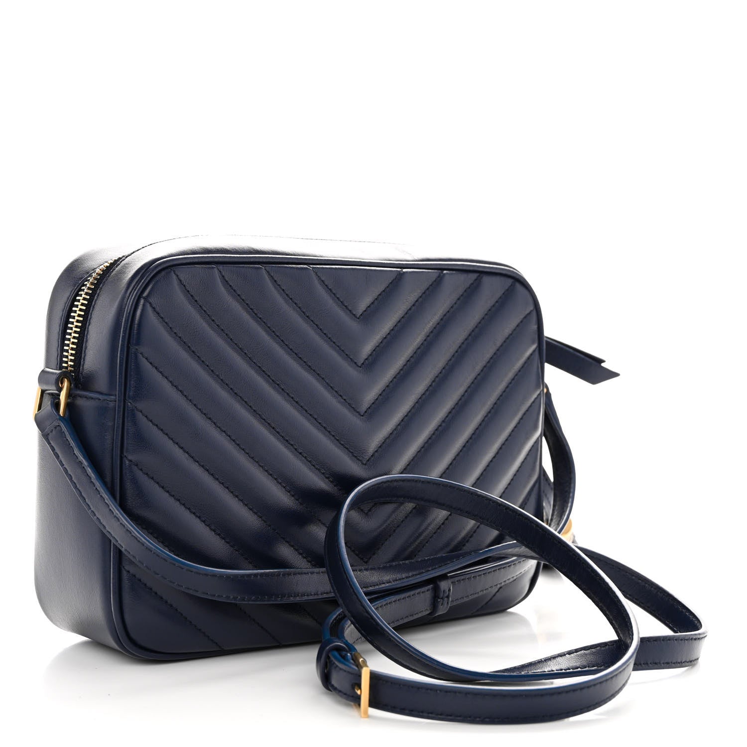 Saint Laurent Calfskin Matelasse Monogram Lou Camera Bag Deep Marine 4 of 9