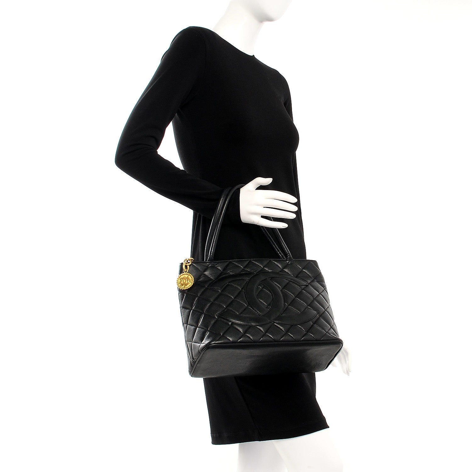 Chanel Caviar Quilted Medallion Tote Black 2 of 16