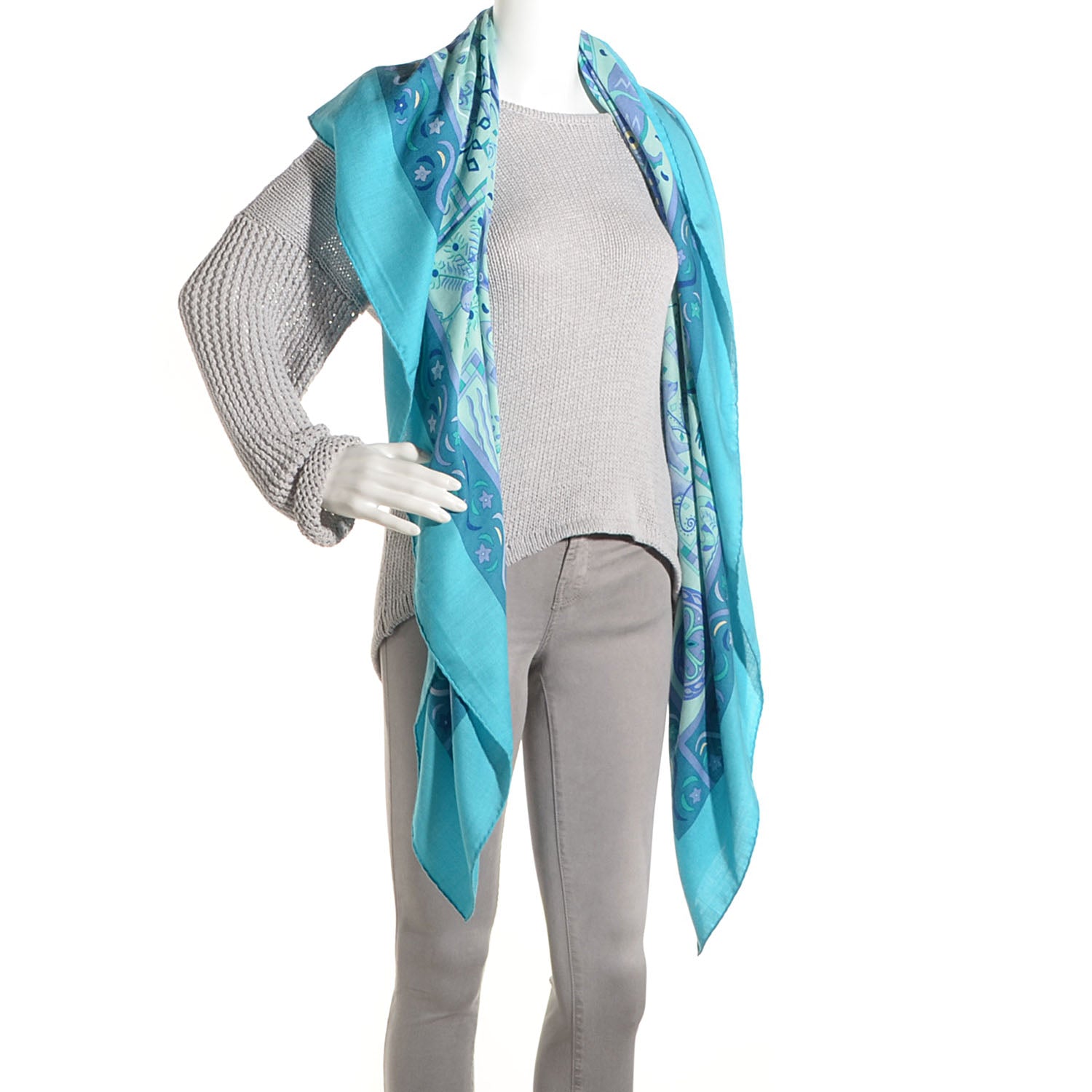Hermes Cashmere Silk Forces de La Vie Shawl 140 2 of 7