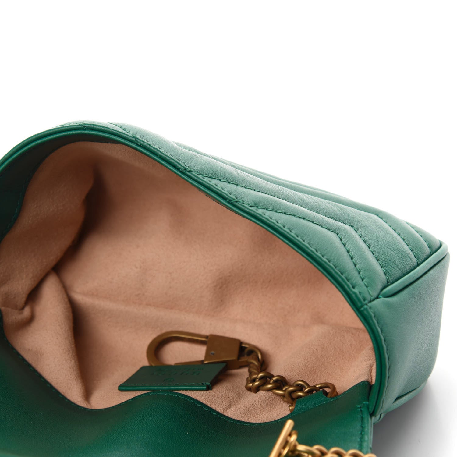 Gucci Calfskin Matelasse Super Mini GG Marmont Shoulder Bag Emerald Green 5 of 11