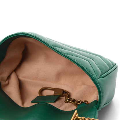 Gucci Calfskin Matelasse Super Mini GG Marmont Shoulder Bag Emerald Green 5 of 11