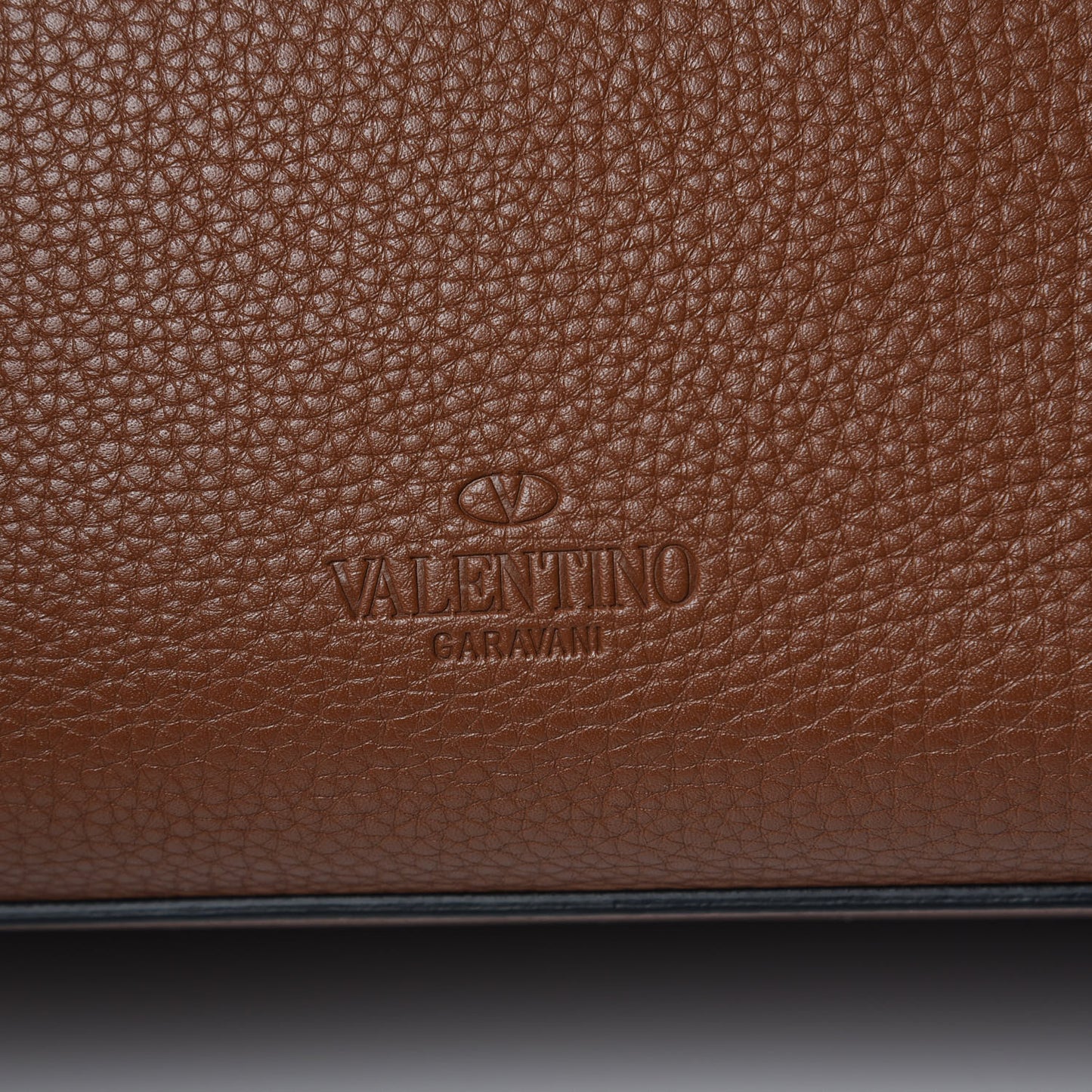 Grained Calfskin Rockstud Shoulder Tote Bright Cognac