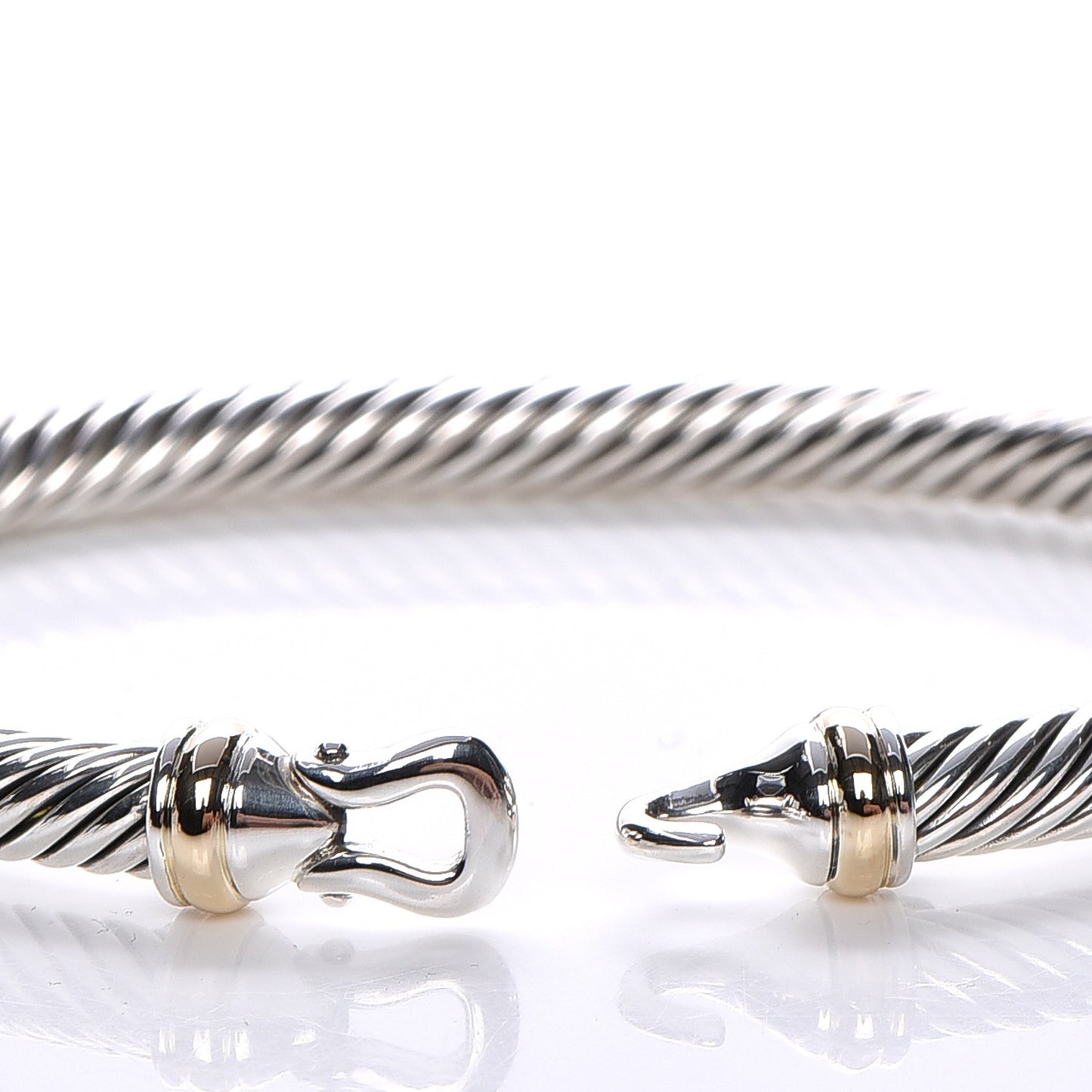 Sterling Silver 18K Yellow Gold 5mm Cable Classic Buckle Bracelet