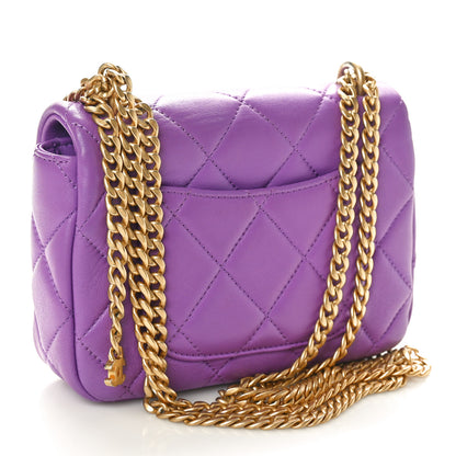 Chanel Lambskin Enamel Quilted Mini Pending CC Square Flap Purple 3 of 10