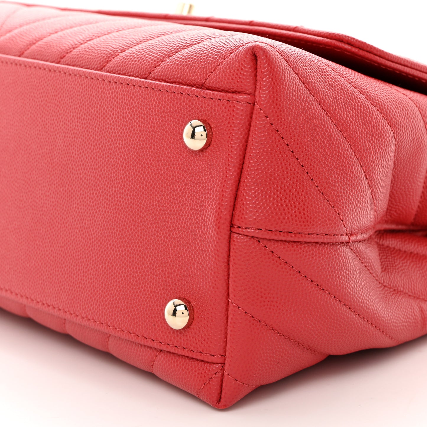 Caviar Chevron Quilted Small Coco Handle Flap Red