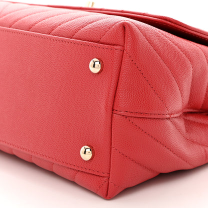Chanel Caviar Chevron Quilted Small Coco Handle Flap Red 10 of 10