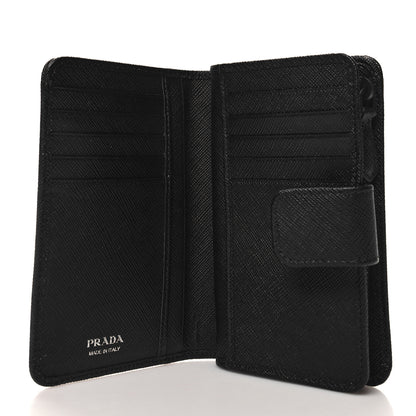 Prada Saffiano Metal Compact Zip Around Wallet Black 5 of 7