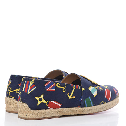 Christian Louboutin Tissu Mens Papi Hugo Medailles Flat Espadrille 42 Navy Gold 4 of 9