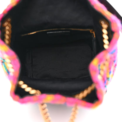 Saint Laurent Tweed Lambskin Matelasse Monogram Joe Backpack Black Rosso Multicolor 5 of 10