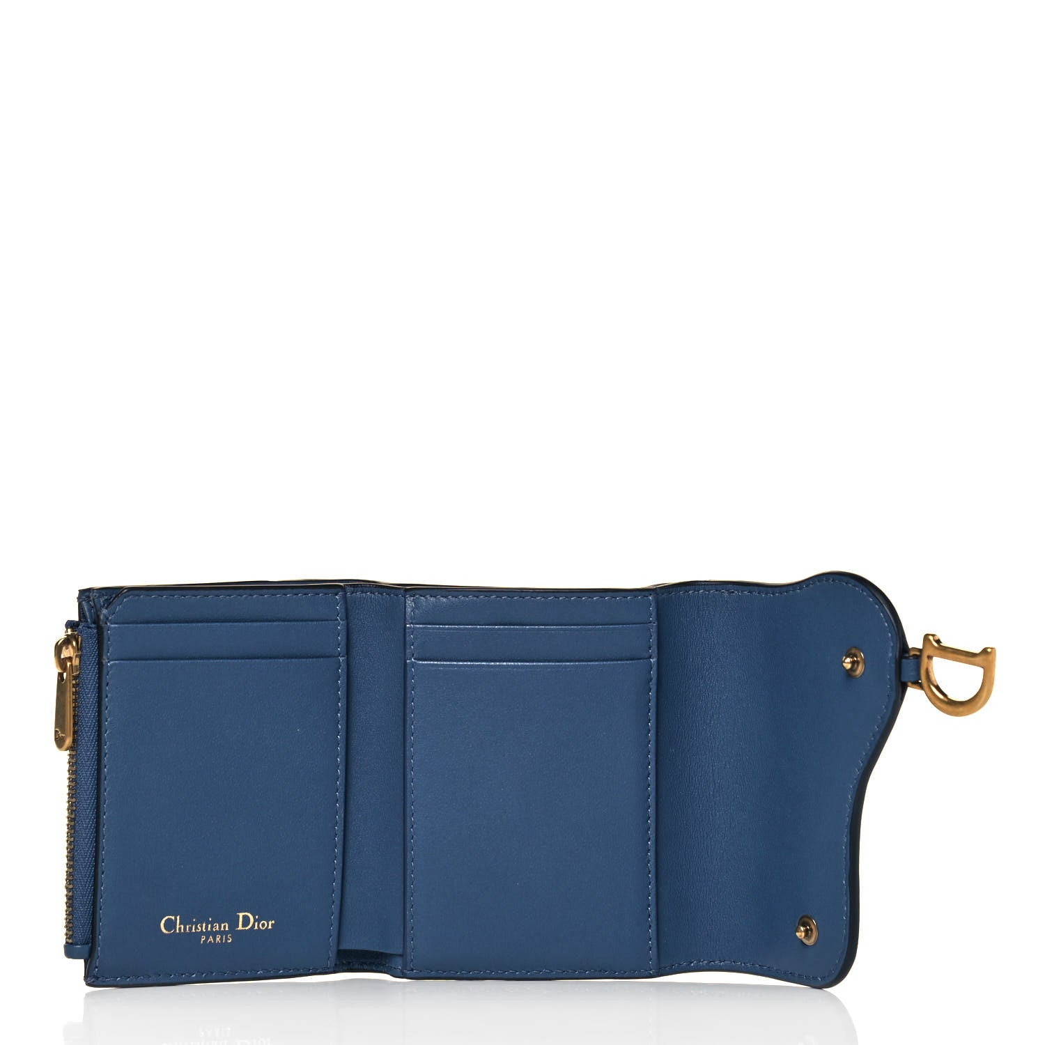 Christian Dior Goatskin Saddle Lotus Wallet Black 5 of 8