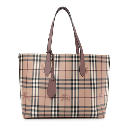 Burberry Grainy Calfskin Haymarket Check Medium Reversible Tote Dusty Pink 1 of 18