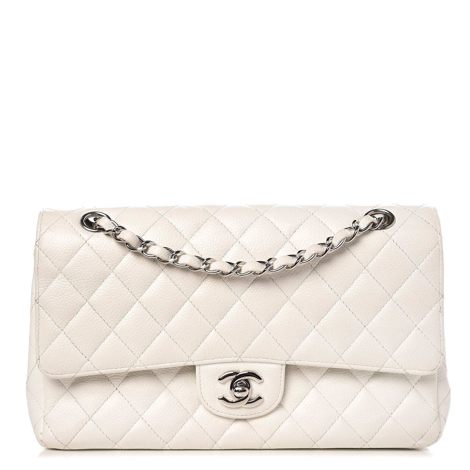 Chanel Caviar Quilted Medium Double Flap White 1 of 13