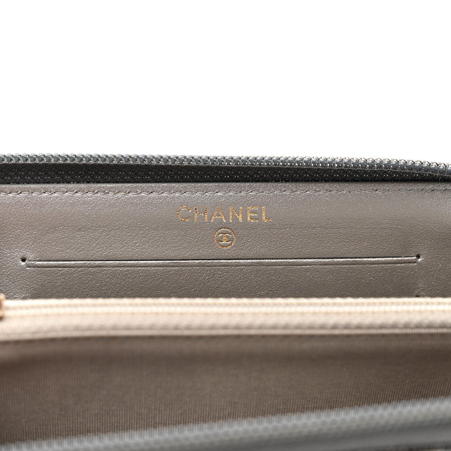 Chanel Cracked Metallic Calfskin Quilted Medium Boy Zip Around Wallet Dark Silver 7 of 9
