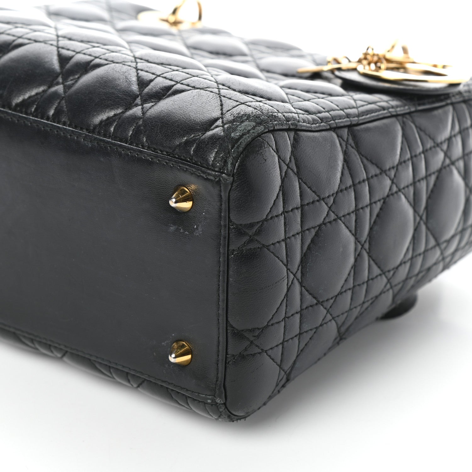 Christian Dior Lambskin Cannage Medium Lady Dior Black 9 of 9